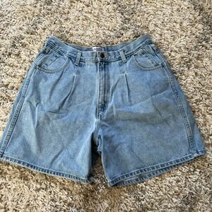 Essentials Sport‎ Vintage High Waisted Pleated Denim Shorts Light Wash Size 16